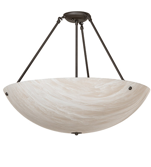Meyda Lighting Cypola 27" 5-Light Oil Rubbed Bronze Semi-flush Mount Light With Beige Fleshtone Idalight Shade