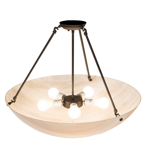 Meyda Lighting Cypola 27" 5-Light Oil Rubbed Bronze Semi-flush Mount Light With Beige Fleshtone Idalight Shade