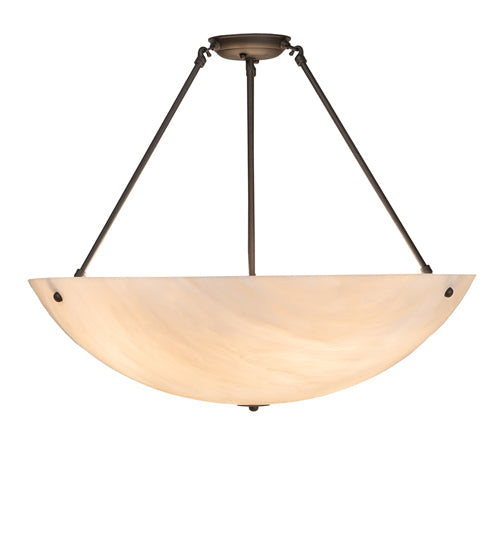 Meyda Lighting Cypola 27" 5-Light Oil Rubbed Bronze Semi-flush Mount Light With Beige Fleshtone Idalight Shade
