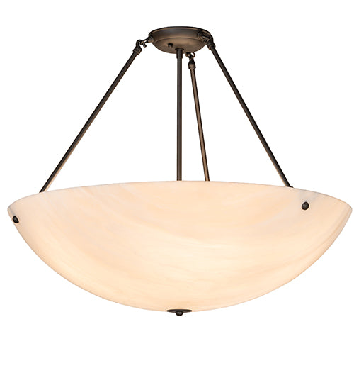 Meyda Lighting Cypola 27" 5-Light Oil Rubbed Bronze Semi-flush Mount Light With Beige Fleshtone Idalight Shade
