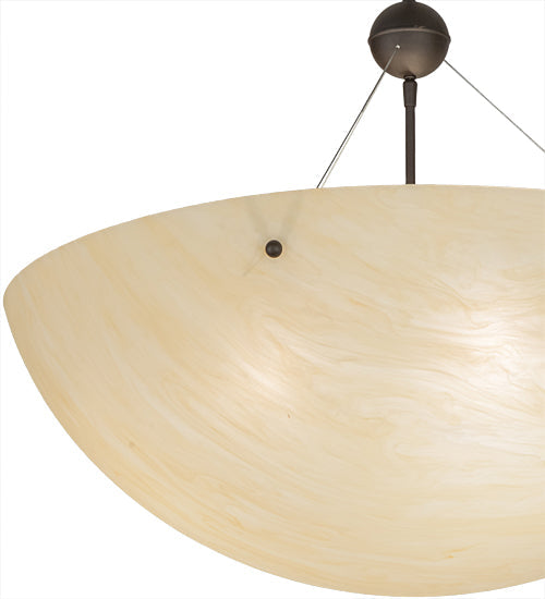 Meyda Lighting Cypola 30" 3-Light LED Oil Rubbed Bronze Inverted Pendant Light With Beige Sahara Taupe Shade Glass