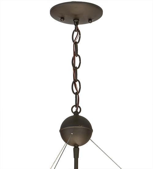 Meyda Lighting Cypola 30" 3-Light LED Oil Rubbed Bronze Inverted Pendant Light With Beige Sahara Taupe Shade Glass