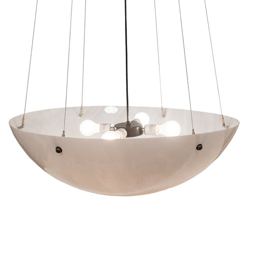 Meyda Lighting Cypola 30" 4-Light Timeless Bronze Inverted Pendant Light With Whitestone Idalight Shade