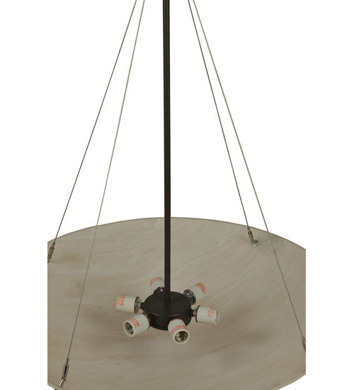 Meyda Lighting Cypola 30" 6-Light Timeless Bronze Alabaster Inverted Pendant Light With Fleshtone Idalight Shade