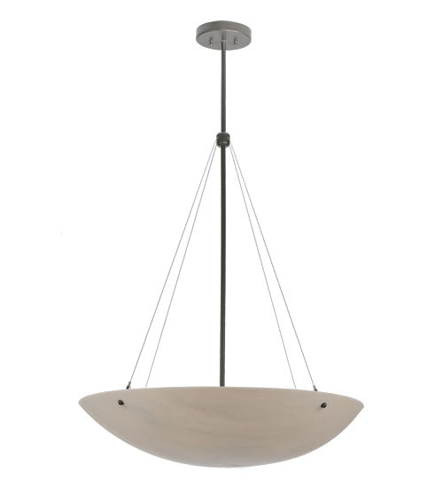 Meyda Lighting Cypola 30" 6-Light Timeless Bronze Alabaster Inverted Pendant Light With Fleshtone Idalight Shade