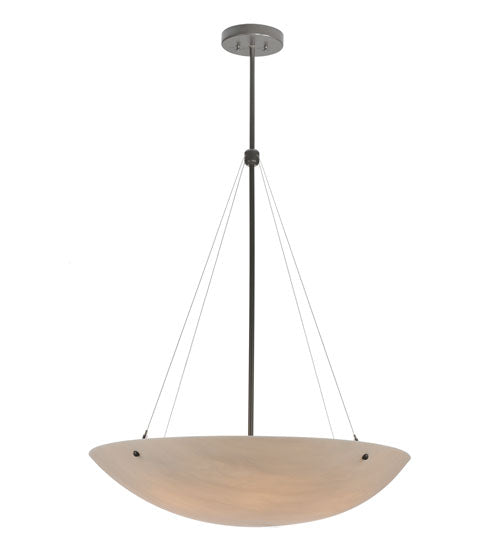 Meyda Lighting Cypola 30" 6-Light Timeless Bronze Alabaster Inverted Pendant Light With Fleshtone Idalight Shade