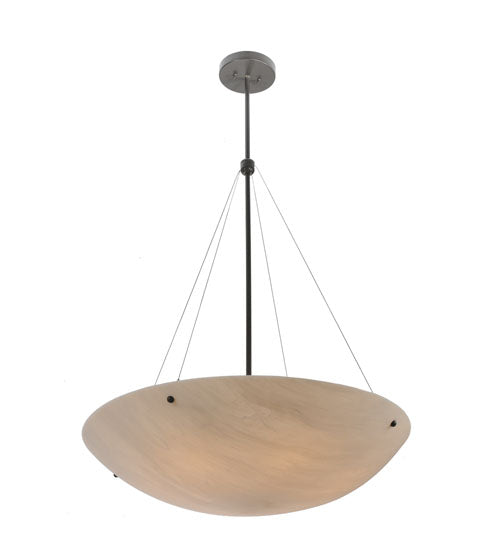 Meyda Lighting Cypola 30" 6-Light Timeless Bronze Alabaster Inverted Pendant Light With Fleshtone Idalight Shade
