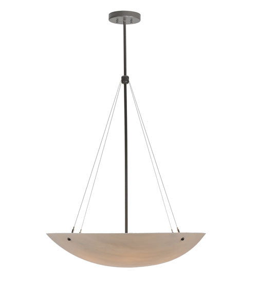 Meyda Lighting Cypola 30" 6-Light Timeless Bronze Alabaster Inverted Pendant Light With Fleshtone Idalight Shade