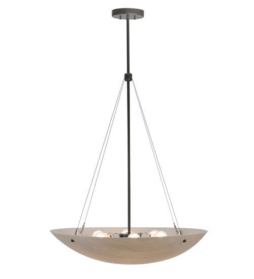 Meyda Lighting Cypola 30" 6-Light Timeless Bronze Alabaster Inverted Pendant Light With Fleshtone Idalight Shade