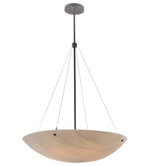 Meyda Lighting Cypola 30" 6-Light Timeless Bronze Alabaster Inverted Pendant Light With Fleshtone Idalight Shade
