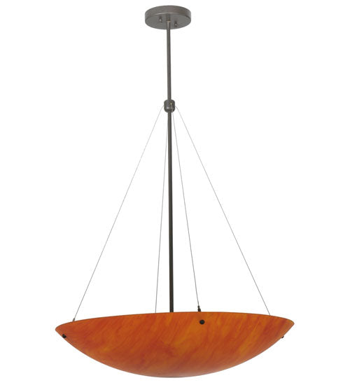 Meyda Lighting Cypola 30" 6-Light Timeless Bronze Sterling Flame Inverted Pendant Light With Rubyrock Idalight Shade