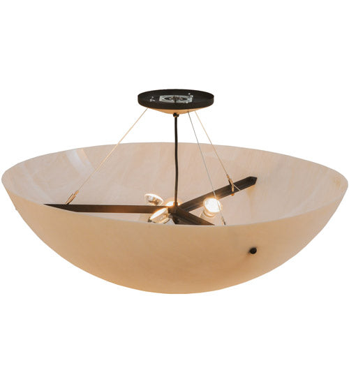 Meyda Lighting Cypola 32" 6-Light Oil Rubbed Bronze Inverted Pendant Light With Whitestone Idalight Shade