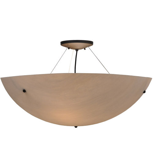 Meyda Lighting Cypola 32" 6-Light Oil Rubbed Bronze Inverted Pendant Light With Whitestone Idalight Shade