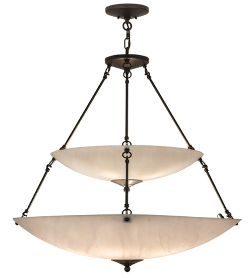 Meyda Lighting Cypola 36" 10-Light 2-Tier Timeless Bronze Inverted Pendant Light With Whitestone Idalight Shade Glass
