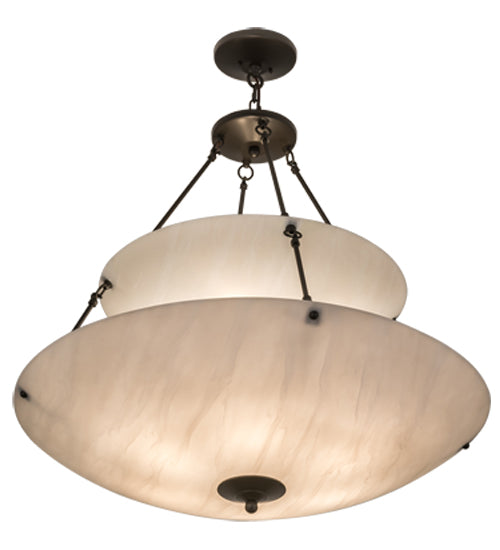Meyda Lighting Cypola 36" 10-Light 2-Tier Timeless Bronze Inverted Pendant Light With Whitestone Idalight Shade Glass