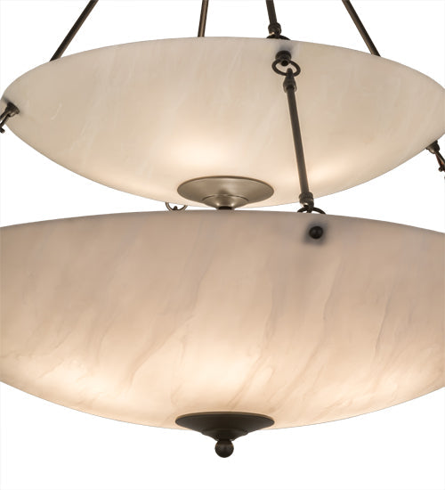 Meyda Lighting Cypola 36" 10-Light 2-Tier Timeless Bronze Inverted Pendant Light With Whitestone Idalight Shade Glass