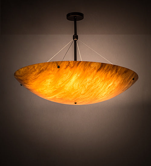 Meyda Lighting Cypola 36" 6-Light Mahogany Bronze Inverted Pendant Light With Ambra Siena Idalight Shade Glass