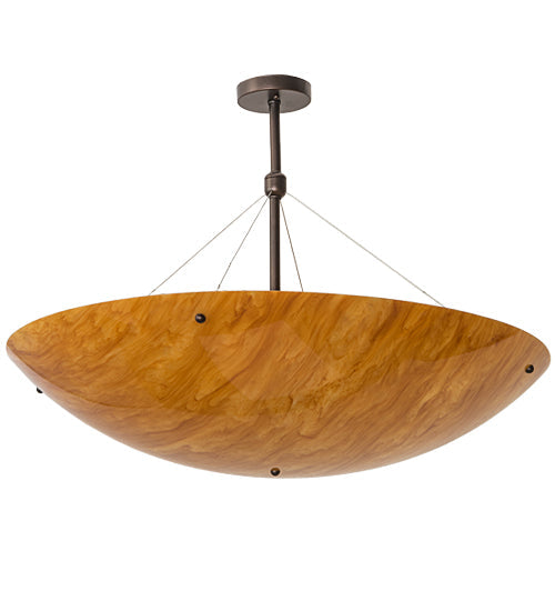 Meyda Lighting Cypola 36" 6-Light Mahogany Bronze Inverted Pendant Light With Ambra Siena Idalight Shade Glass