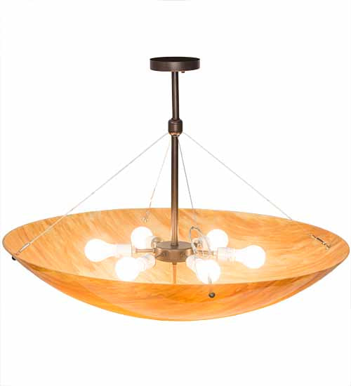 Meyda Lighting Cypola 36" 6-Light Mahogany Bronze Inverted Pendant Light With Ambra Siena Idalight Shade Glass
