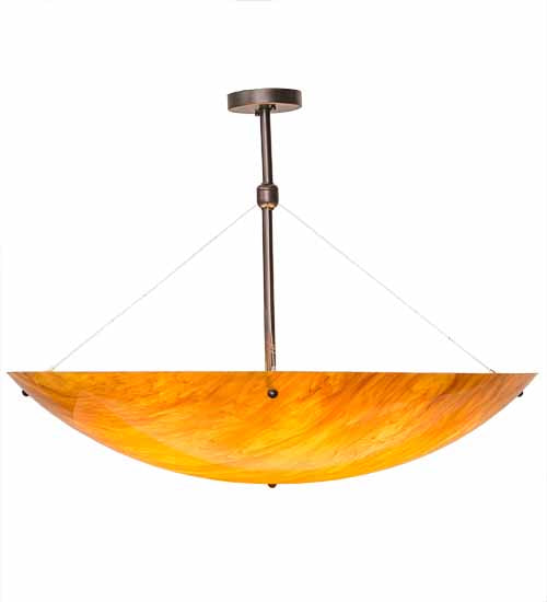 Meyda Lighting Cypola 36" 6-Light Mahogany Bronze Inverted Pendant Light With Ambra Siena Idalight Shade Glass