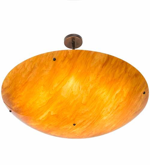 Meyda Lighting Cypola 36" 6-Light Mahogany Bronze Inverted Pendant Light With Ambra Siena Idalight Shade Glass