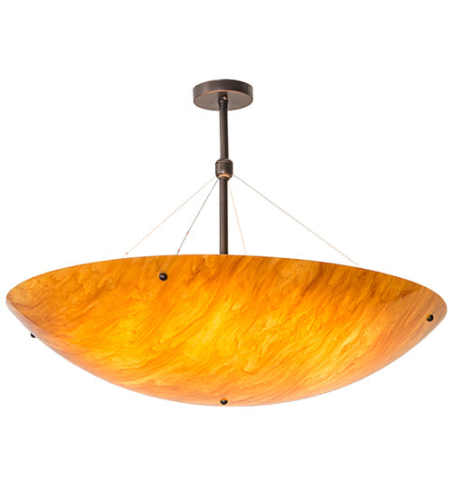 Meyda Lighting Cypola 36" 6-Light Mahogany Bronze Inverted Pendant Light With Ambra Siena Idalight Shade Glass