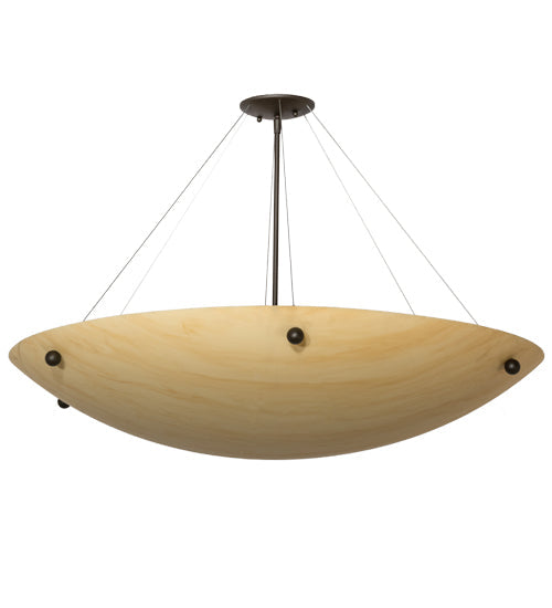 Meyda Lighting Cypola 36" 6-Light Oil Rubbed Bronze Inverted Pendant Light With Beige Tawnrock Idalight Shade Glass