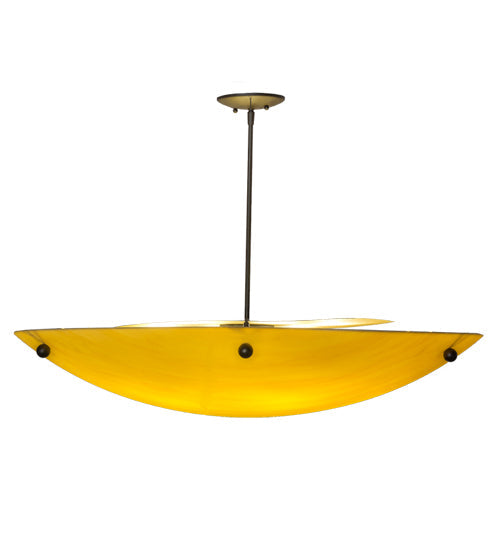 Meyda Lighting Cypola 36" 6-Light Oil Rubbed Bronze Inverted Pendant Light With Beige Tawnrock Idalight Shade Glass