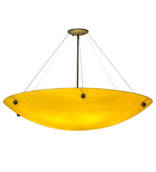 Meyda Lighting Cypola 36" 6-Light Oil Rubbed Bronze Inverted Pendant Light With Beige Tawnrock Idalight Shade Glass