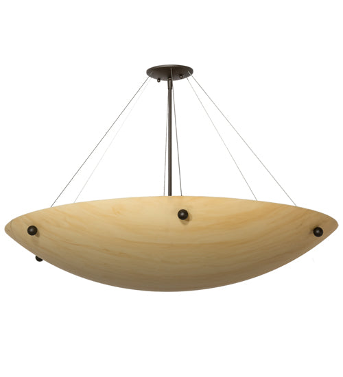 Meyda Lighting Cypola 36" 6-Light Oil Rubbed Bronze Inverted Pendant Light With Beige Tawnyrock Acrylic Shade