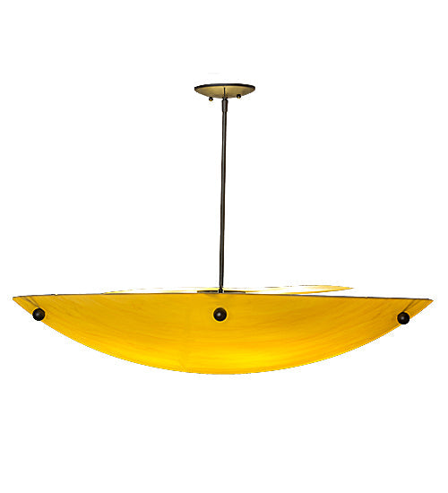 Meyda Lighting Cypola 36" 6-Light Oil Rubbed Bronze Inverted Pendant Light With Beige Tawnyrock Acrylic Shade