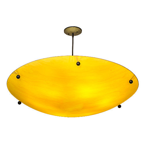 Meyda Lighting Cypola 36" 6-Light Oil Rubbed Bronze Inverted Pendant Light With Beige Tawnyrock Acrylic Shade