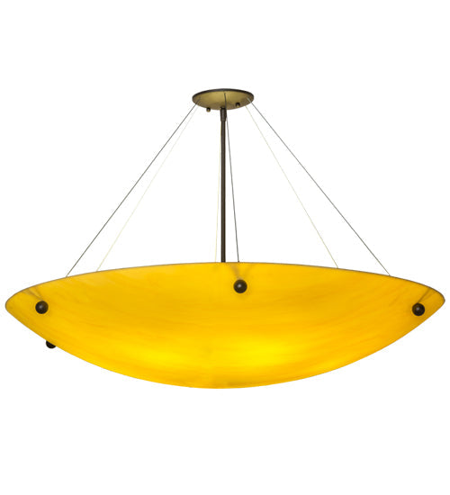 Meyda Lighting Cypola 36" 6-Light Oil Rubbed Bronze Inverted Pendant Light With Beige Tawnyrock Acrylic Shade