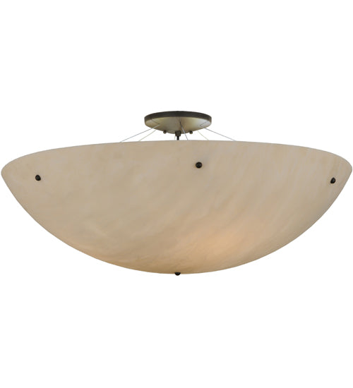Meyda Lighting Cypola 36" 6-Light Oil Rubbed Bronze Inverted Pendant Light With Whitestone Idalight Shade Glass
