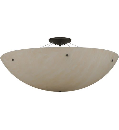Meyda Lighting Cypola 36" 6-Light Oil Rubbed Bronze Inverted Pendant Light With Whitestone Idalight Shade Glass