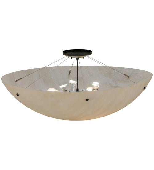 Meyda Lighting Cypola 36" 6-Light Oil Rubbed Bronze Inverted Pendant Light With Whitestone Idalight Shade Glass
