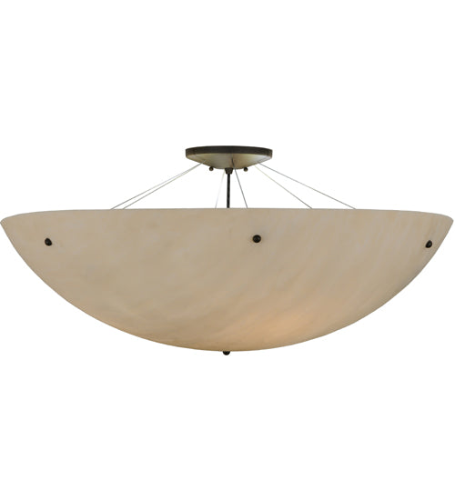 Meyda Lighting Cypola 36" 6-Light Oil Rubbed Bronze Inverted Pendant Light With Whitestone Idalight Shade Glass
