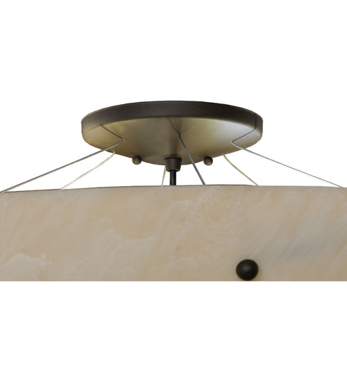Meyda Lighting Cypola 36" 6-Light Oil Rubbed Bronze Inverted Pendant Light With Whitestone Idalight Shade Glass
