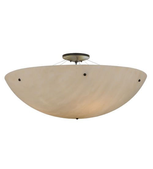 Meyda Lighting Cypola 36" 6-Light Oil Rubbed Bronze Inverted Pendant Light With Whitestone Idalight Shade Glass