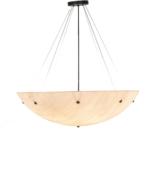 Meyda Lighting Cypola 36" 6-Light Solar Black Inverted Pendant Light With Beige Alabaster Idalight Shade