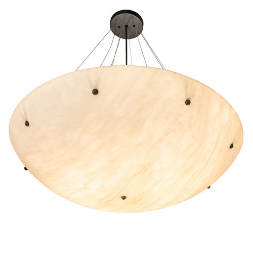 Meyda Lighting Cypola 36" 6-Light Solar Black Inverted Pendant Light With Beige Alabaster Idalight Shade