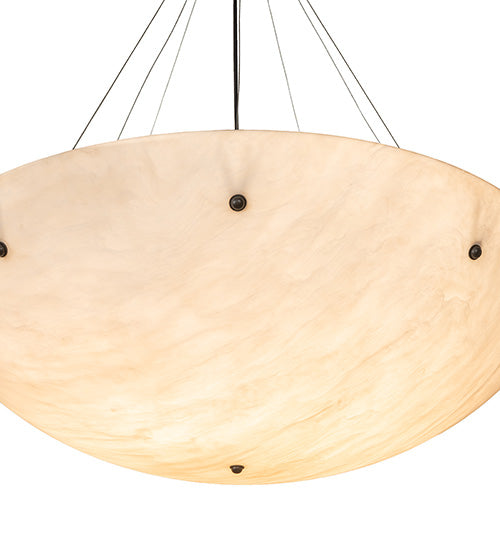 Meyda Lighting Cypola 36" 6-Light Solar Black Inverted Pendant Light With Beige Alabaster Idalight Shade