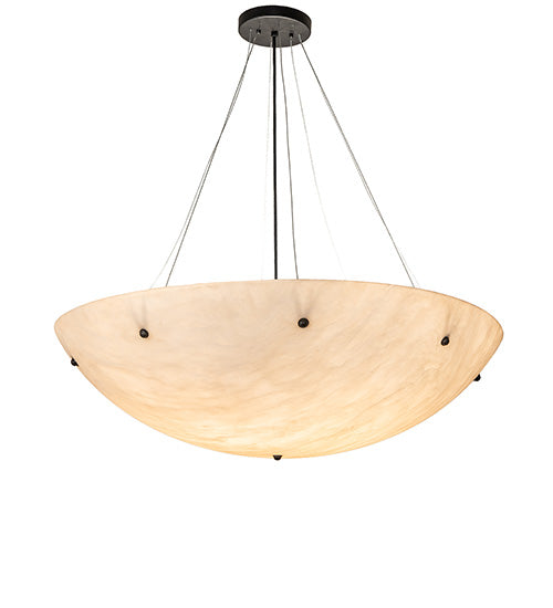 Meyda Lighting Cypola 36" 6-Light Solar Black Inverted Pendant Light With Beige Alabaster Idalight Shade