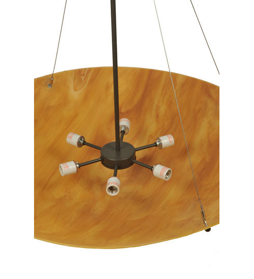 Meyda Lighting Cypola 36" 6-Light Timeless Bronze Inverted Pendant Light With Ambra Siena Idalight Shade