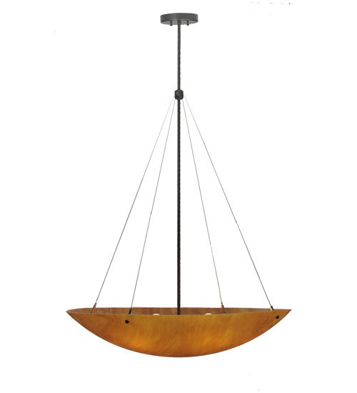 Meyda Lighting Cypola 36" 6-Light Timeless Bronze Inverted Pendant Light With Ambra Siena Idalight Shade