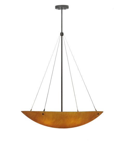 Meyda Lighting Cypola 36" 6-Light Timeless Bronze Inverted Pendant Light With Ambra Siena Idalight Shade