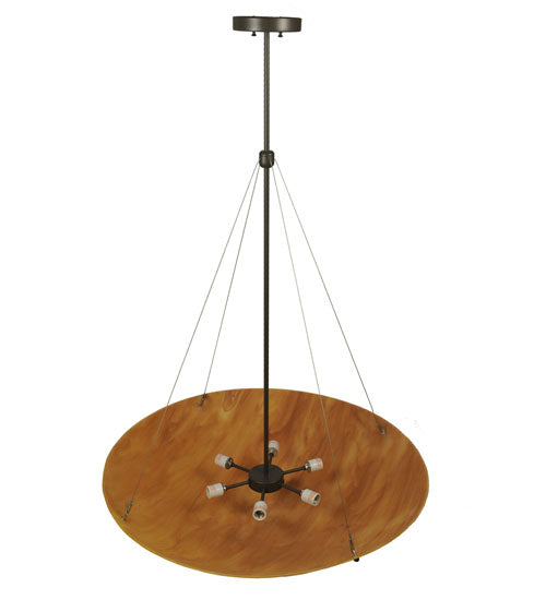 Meyda Lighting Cypola 36" 6-Light Timeless Bronze Inverted Pendant Light With Ambra Siena Idalight Shade