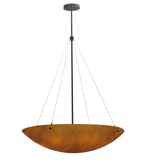 Meyda Lighting Cypola 36" 6-Light Timeless Bronze Inverted Pendant Light With Ambra Siena Idalight Shade