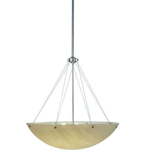 Meyda Lighting Cypola 36" 8-Light Brushed Nickel Alabaster Inverted Pendant Light With Beige Fleshtone Idalight Shade