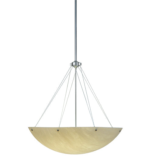 Meyda Lighting Cypola 36" 8-Light Brushed Nickel Alabaster Inverted Pendant Light With Beige Fleshtone Idalight Shade